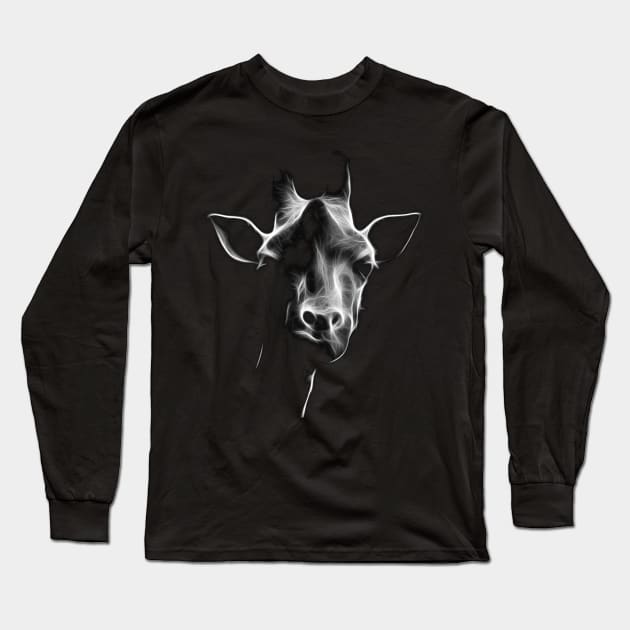 giraffe, black shirt Long Sleeve T-Shirt by hottehue